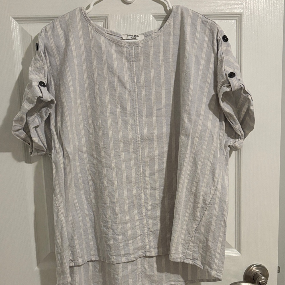 Cable and gauge studio linen striped top- XL